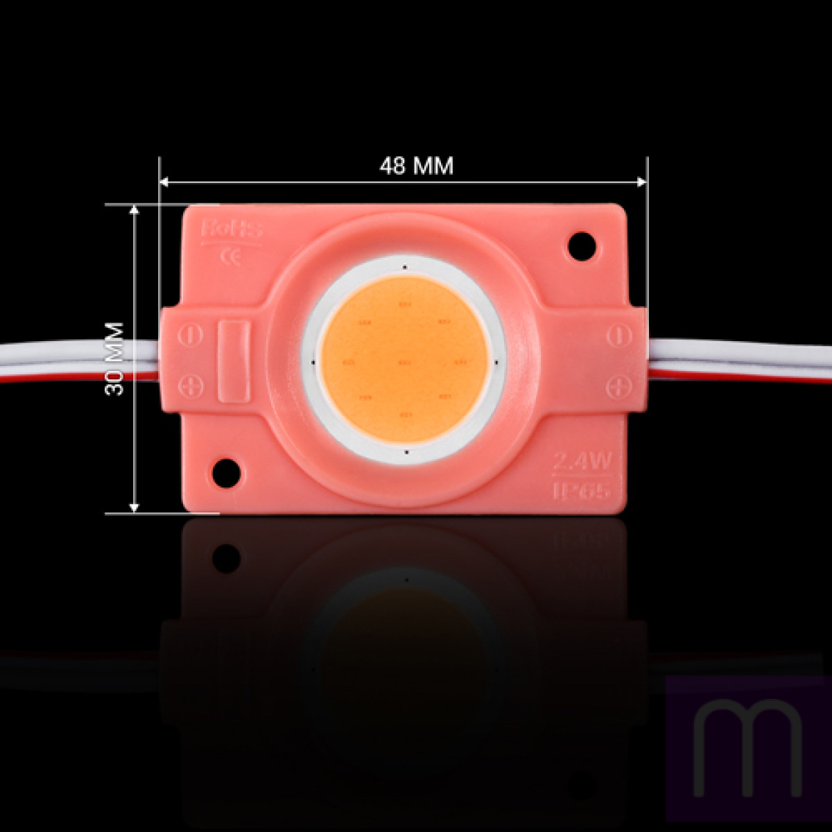 Світлодіодний модуль BRT COB 2.4W круглий PINK, 12В, IP65 рожевий - image 0