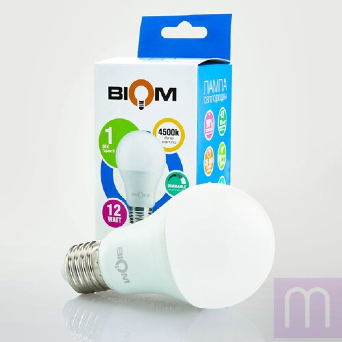 Світлодіодна лампа Biom BT-532 A60 12W E27 4500К switch dimmable матова - image 1