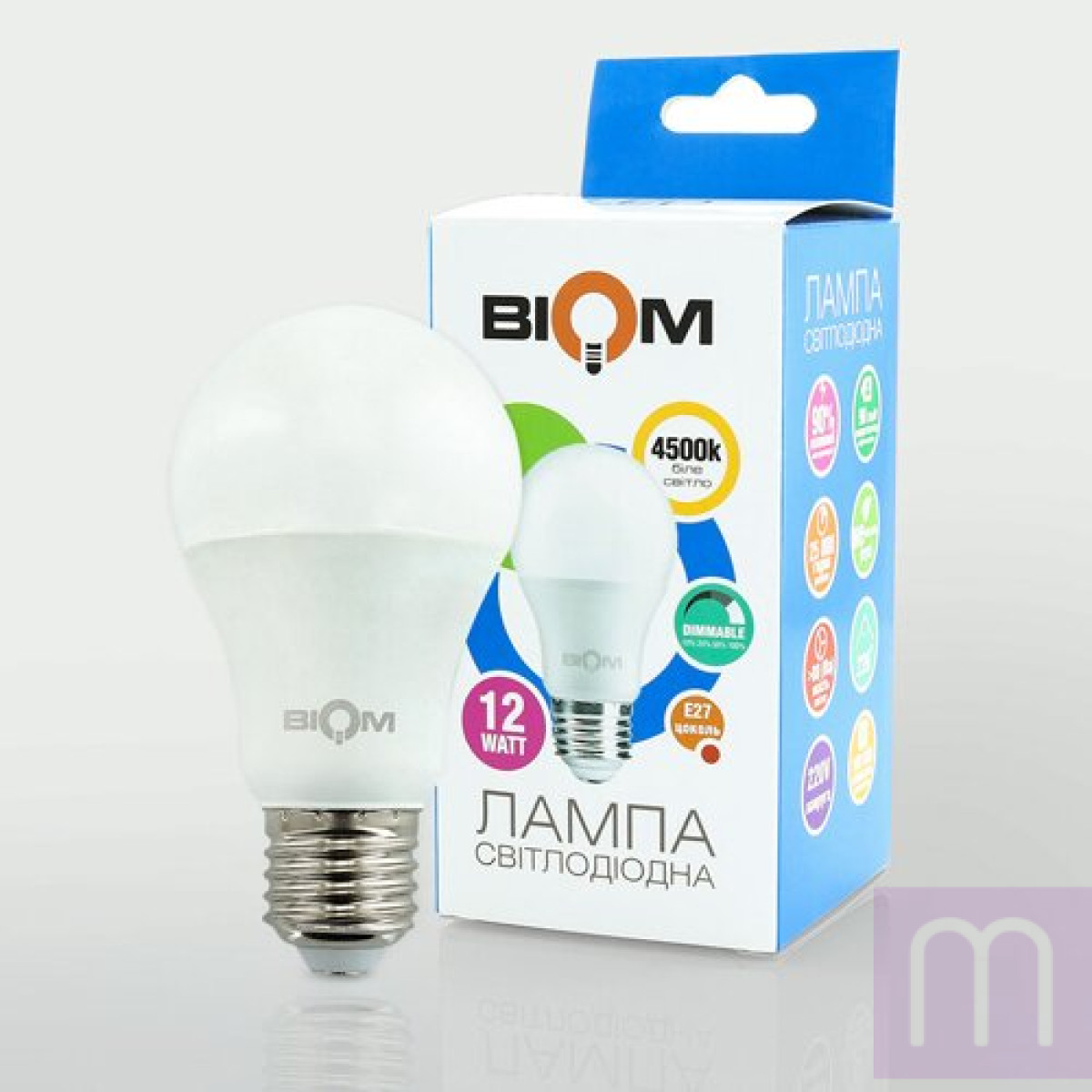 Світлодіодна лампа Biom BT-532 A60 12W E27 4500К switch dimmable матова - image 3