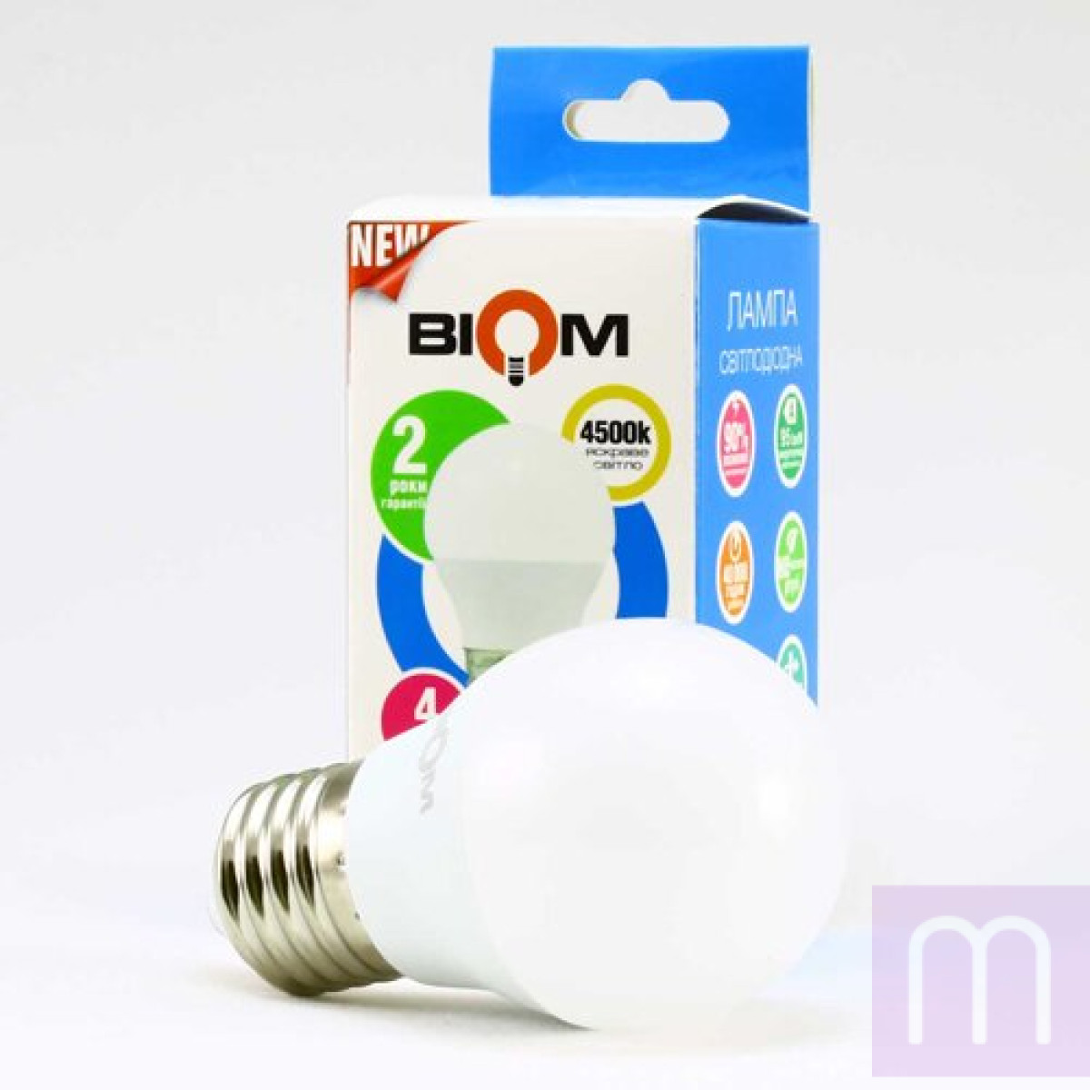 Свiтлодiодна лампа Biom BT-544 G45 4W E27 4500К матова - image 3