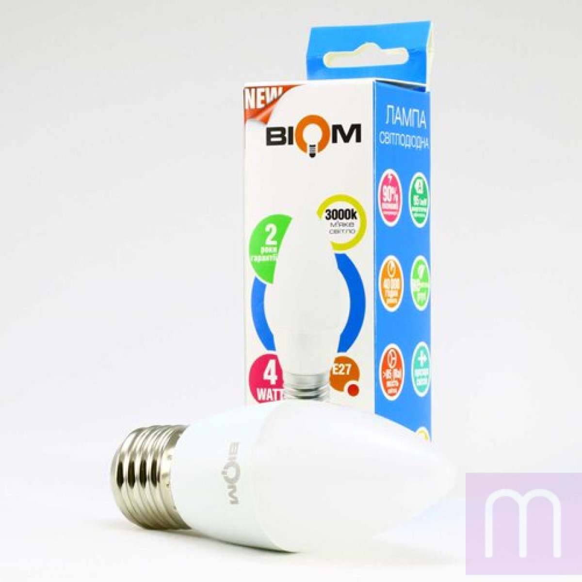 Свiтлодiодна лампа Biom BT-547 C37 4W E27 3000К матова - image 0