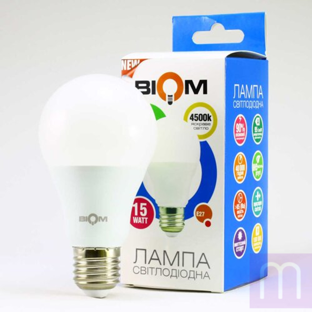 Свiтлодiодна лампа Biom BT-516 A65 15W E27 4500К матова - image 4