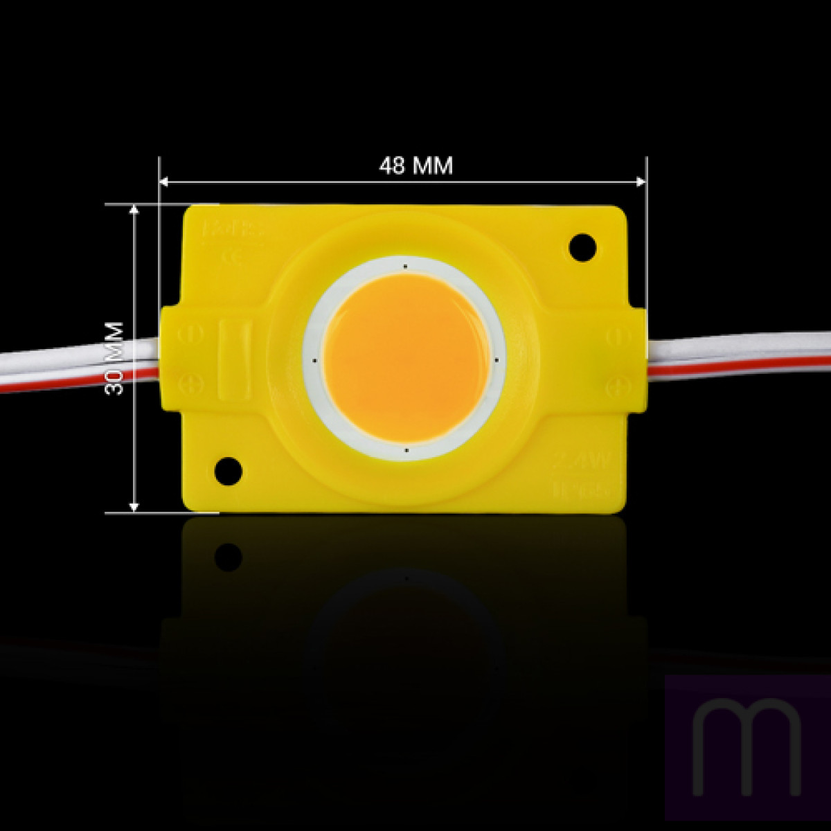 Світлодіодний модуль BRT COB 2.4W круглий YELLOW, 12В, IP65 жовтий - image 0