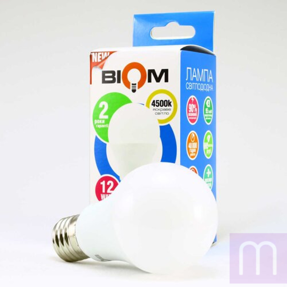 Свiтлодiодна лампа Biom BT-512 A60 12W E27 4500К матова - image 4