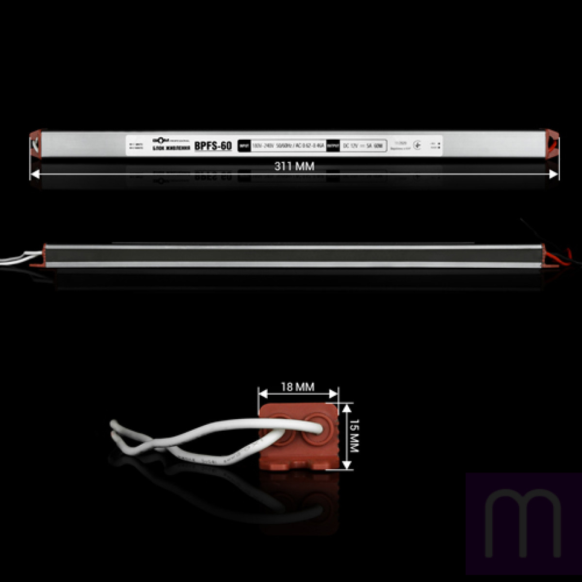 Блок питания BIOM Professional DC12 60W BPFS-60-12 5А stick герметичный - image 0