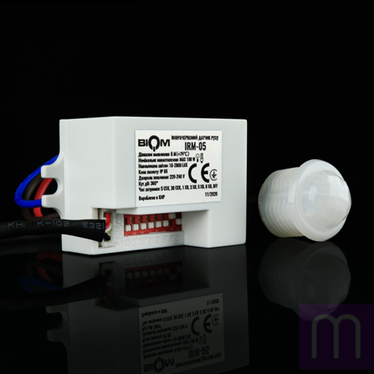 Інфрачервоний датчик руху BIOM IRM-05 max 100Вт 360°, врізний, білий - image 0