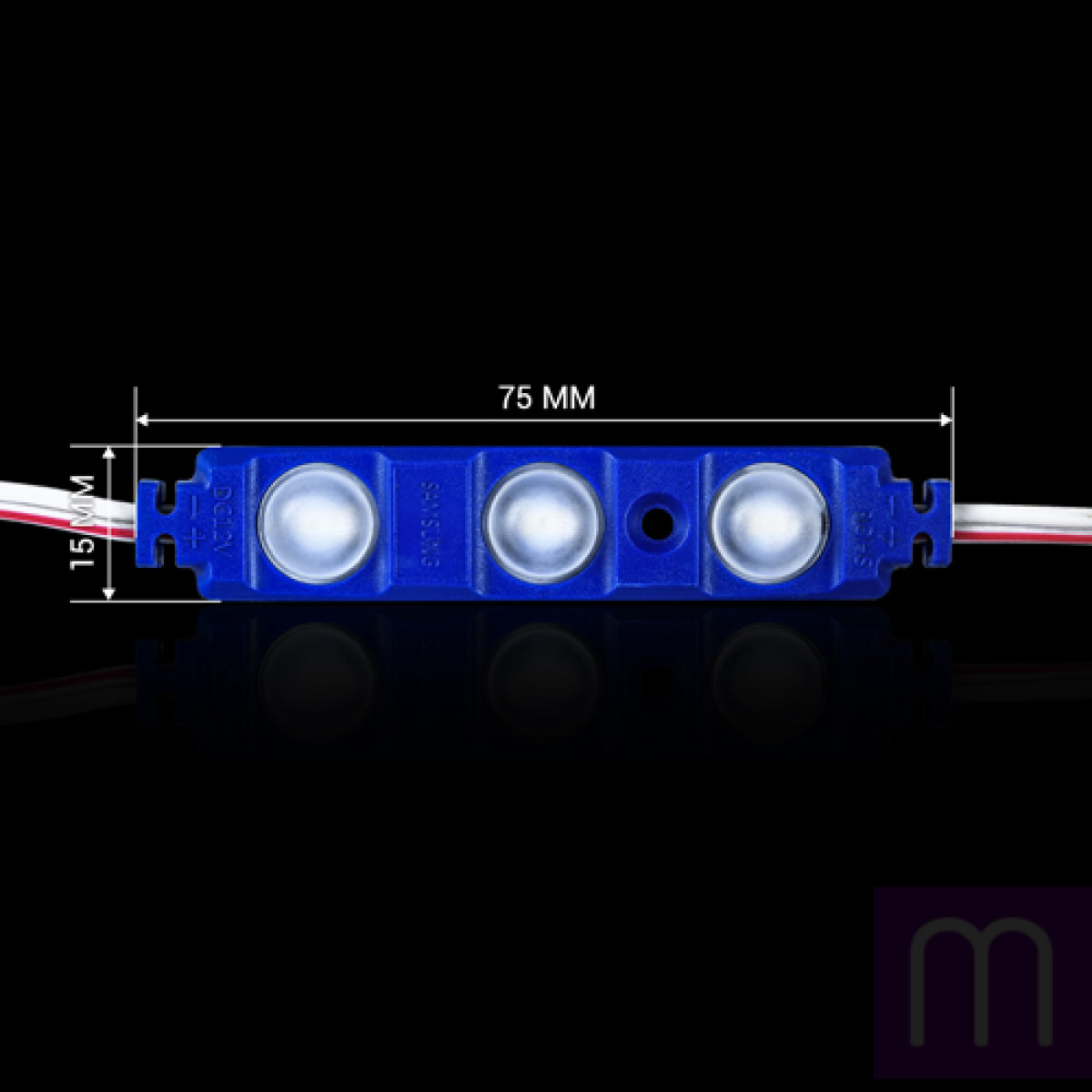 Світлодіодний модуль BRT XG192 5630-3 led W 1,5W BLUE, 12В, IP65 синій з лінзою напівсфера - image 0