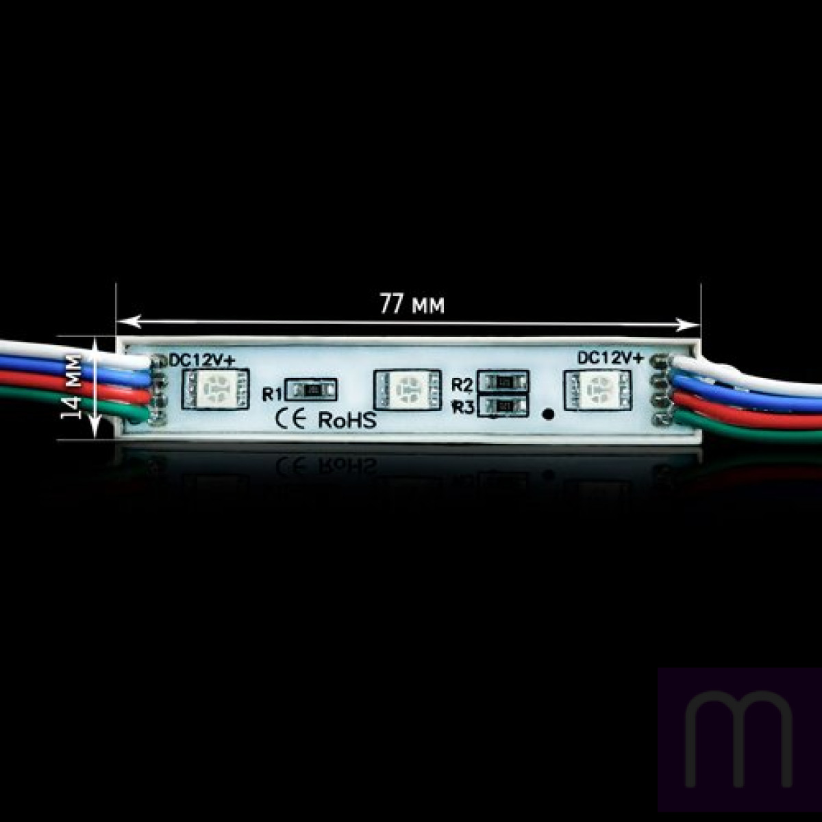 Світлодіодний модуль BRT 5050-3 led W 0.72W RGB, 12В, IP65 silicone - image 2