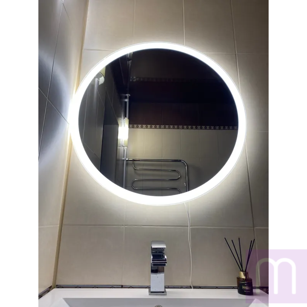 Круглое зеркало с фронтальной LED подсветкой по контуру Брайтон - image 2