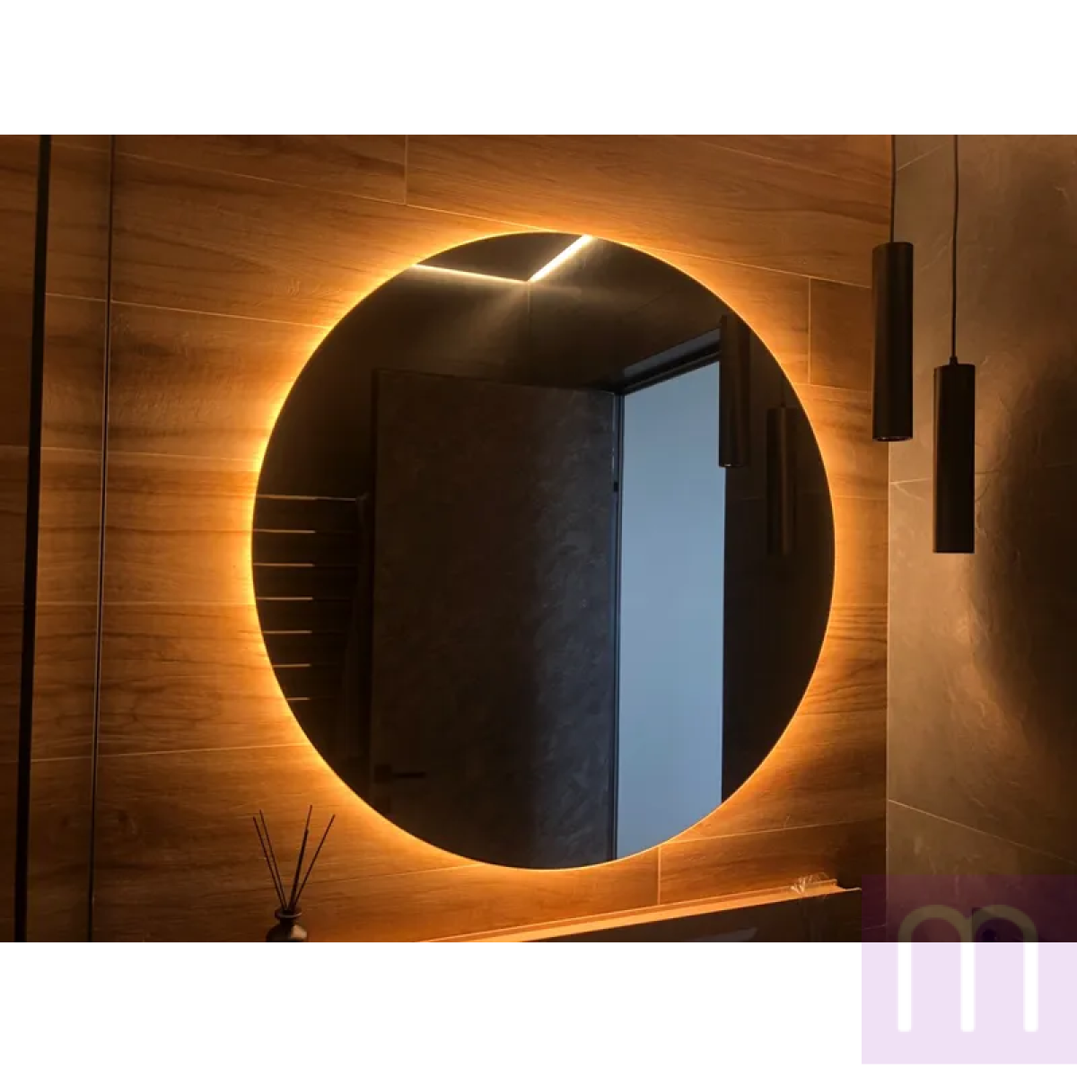 Большое круглое зеркало с теплой LED подсветкой Warm - image 0