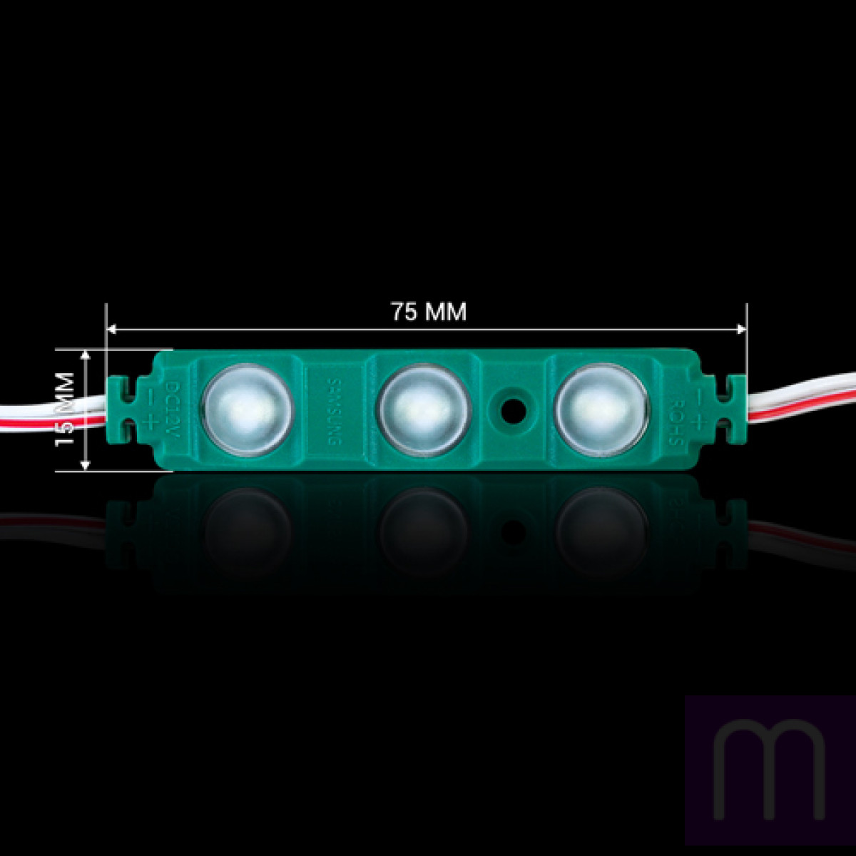 Світлодіодний модуль BRT XG193 5630-3 led W 1,5W GREEN, 12В, IP65 зелений з лінзою напівсфера - image 0