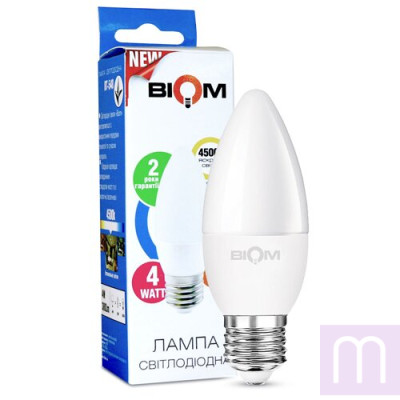 Свiтлодiодна лампа Biom BT-548 C37 4W E27 4500К матова