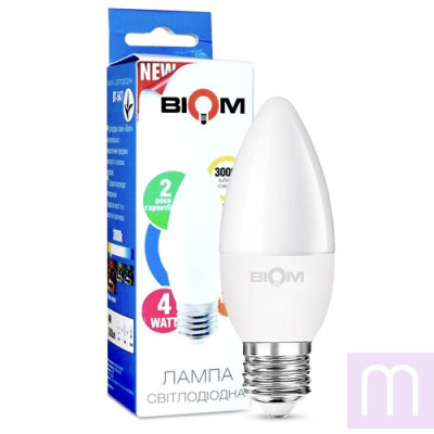 Свiтлодiодна лампа Biom BT-547 C37 4W E27 3000К матова