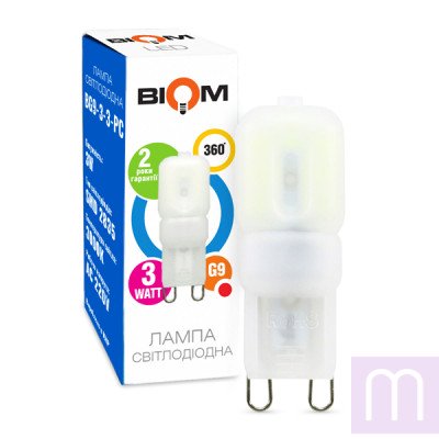 Свiтлодiодна лампа Biom G9 3W 2835 PC 3000K AC220