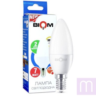 Свiтлодiодна лампа Biom BT-569 C37 7W E14 3000К матова