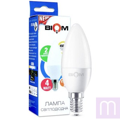 Свiтлодiодна лампа Biom BT-550 C37 4W E14 4500К матова
