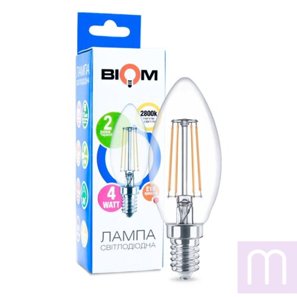 Свiтлодiодна лампа Biom FL-305 C37 4W E14 2800K