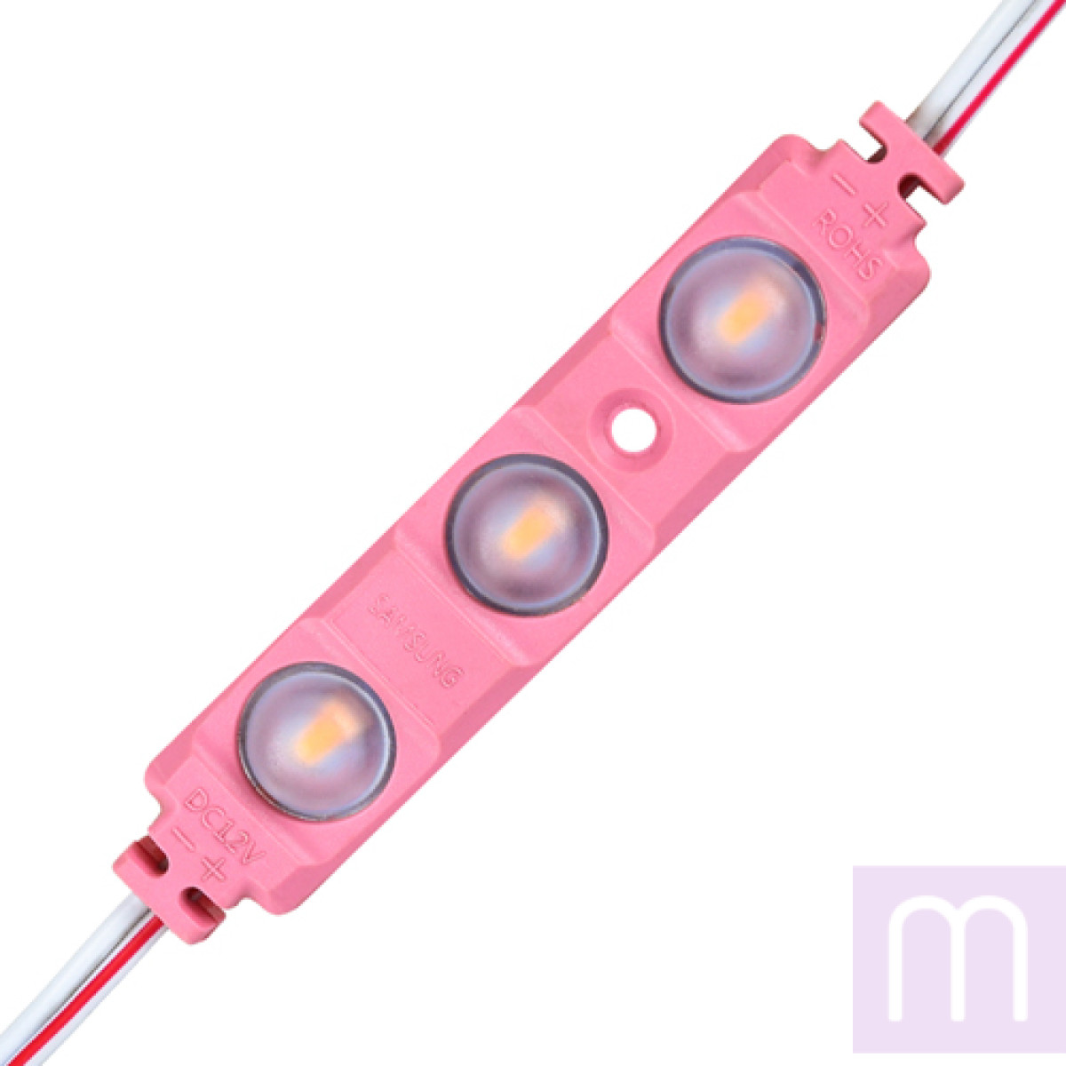 Світлодіодний модуль BRT XG194 5630-3 led W 1,5W PINK, 12В, IP65 рожевий з лінзою полусфера