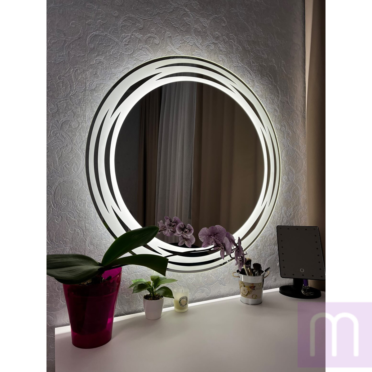 Круглое зеркало с LED подсветкой Crown