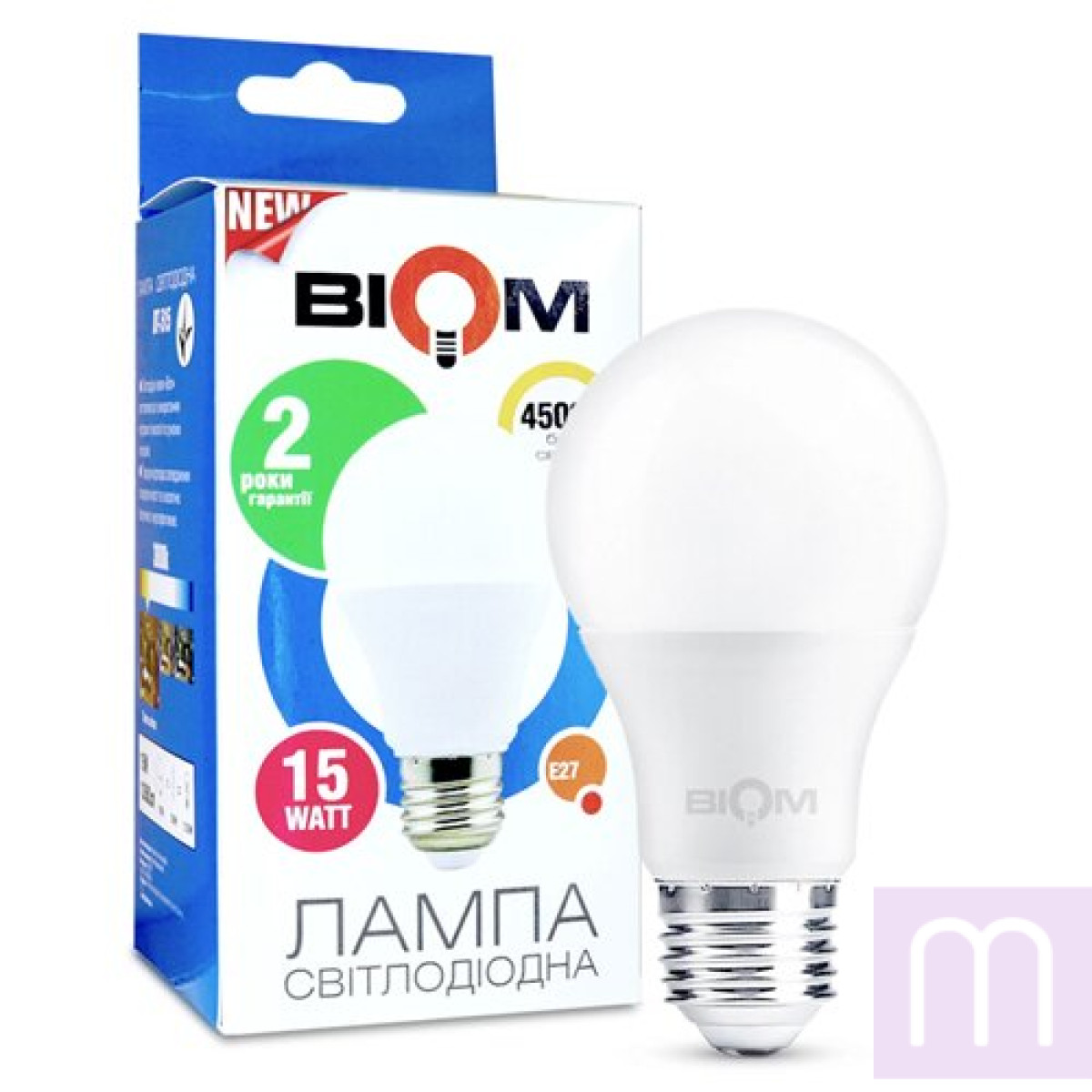 Свiтлодiодна лампа Biom BT-516 A65 15W E27 4500К матова