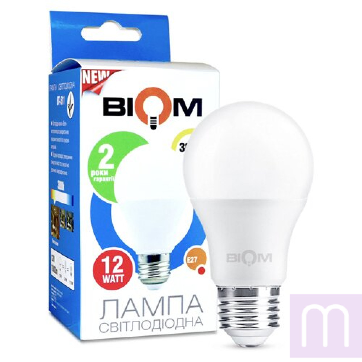 Свiтлодiодна лампа Biom BT-511 A60 12W E27 3000К матова