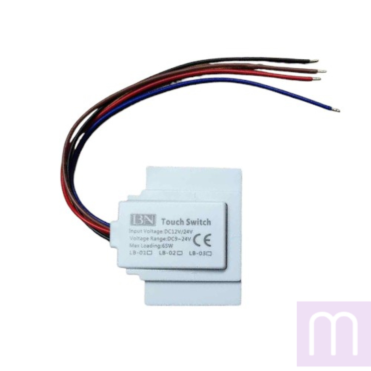 Сенсорний вимикач для дзеркал LB-02, 1 клавіша, 1*65W, dimmer, DC12-24V