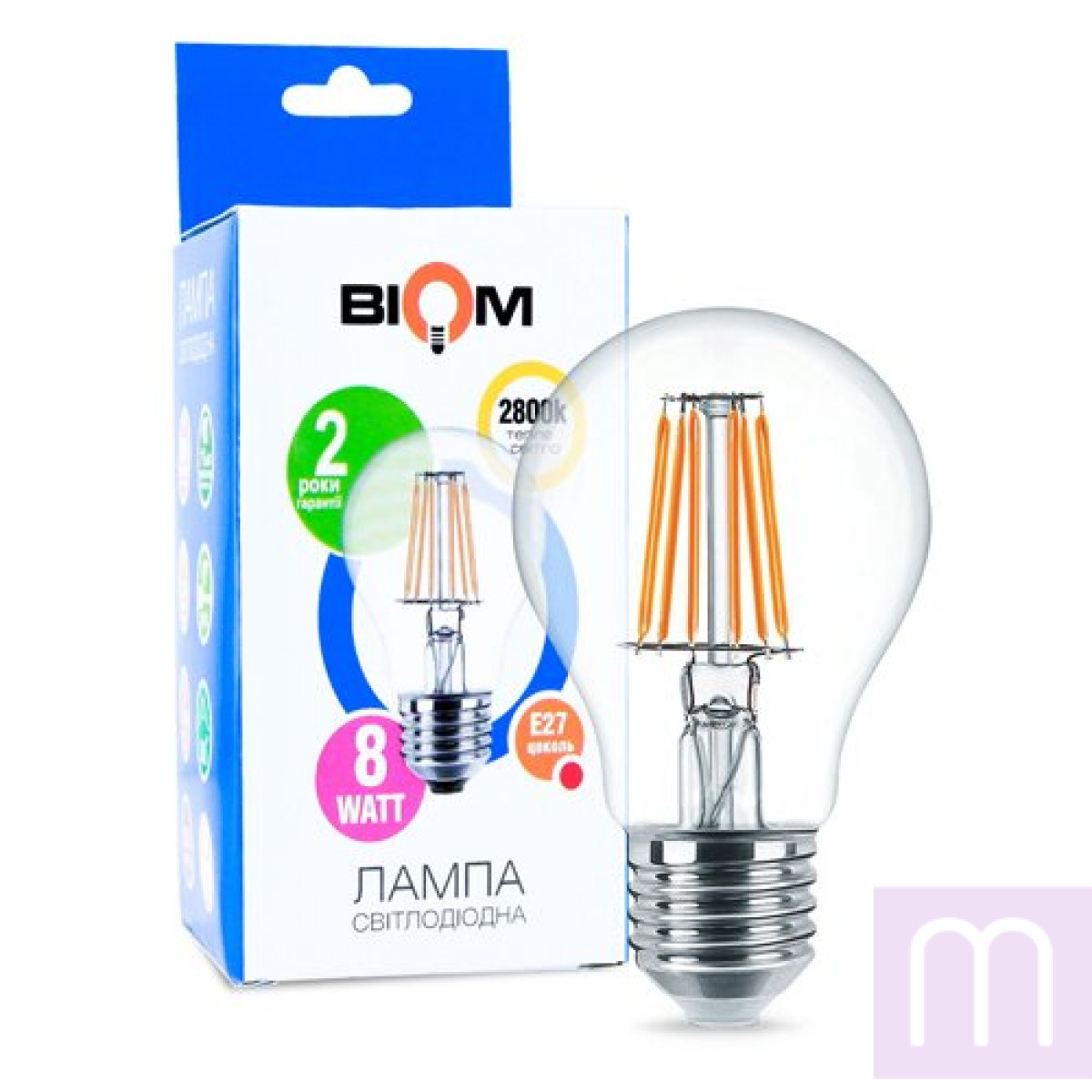 Свiтлодiодна лампа Biom FL-311 A60 8W E27 2800K
