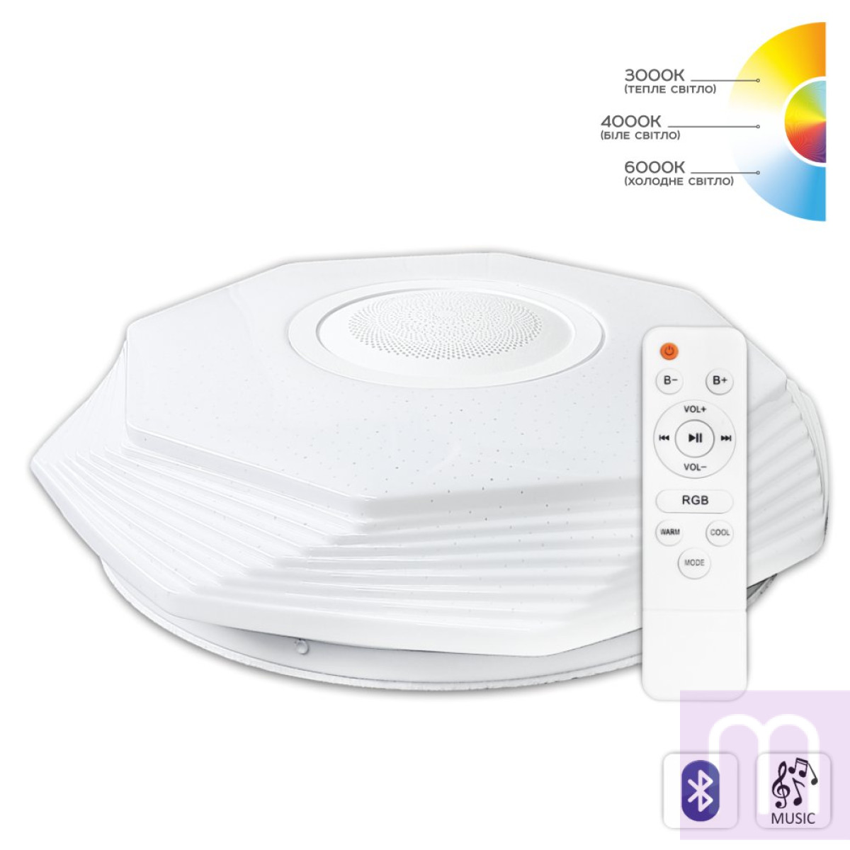 Світильник світлодіодний Biom SMART SML-R46-55-M-RGB 3000-6000K 55Вт с д/к муз. BT APP