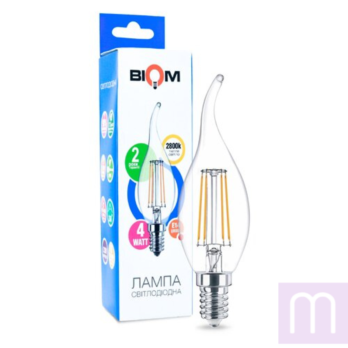 Світлодіодна лампа Biom FL-315 C35 LT 4W E14 2800K